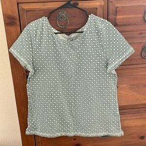 NWOT T By Talbots Women’s Green And White Tee Tops Size Large